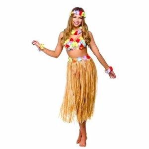 Adult HAWAII PARTY GIRL 5pc Set Fancy Dress Costume Summer Party Hawaiian Ladies - Picture 1 of 1