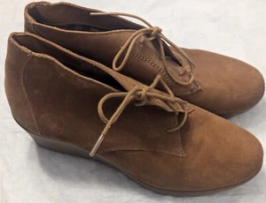 White Mountain Kahlua Womens Brown Suede Leather 3in Wedge Ankle Booties Sz 10 M - Picture 1 of 14
