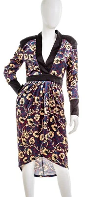 NWT $139 BEBE Isla Printed Velvet Wrap Midi Dress, Size Large - Image 1 of 4