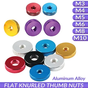 M3 M4 M5 M6 M8 M10 Aluminium Alloy Flat Knurled Thumb Thin Nut Through Hole Nuts - Picture 1 of 64