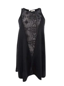 MSRP $28 Miken Women's Tank Dress Swim Cover-Up Black Size Small - Picture 1 of 2