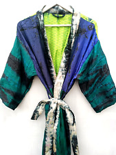 Multi Colored Robe Silk Tie Dye Kimono Luxury Woman's Gown Recycled Gown, T-111