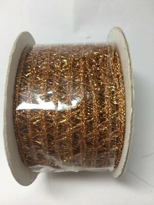 Shiny Gold Metallic Ribbon 2” Width Craft Sparkle Sparkly Brand Wedding Prom New - Image 1 of 3