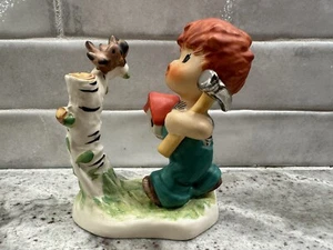 VTG Goebel Redheads Boy Making Birdhouse Hummel #10 Springtime Ceramic Figurine - Picture 1 of 15