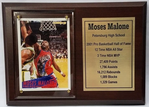Philadelphia 76ers Moses Malone Basketball Card Plaque Cover