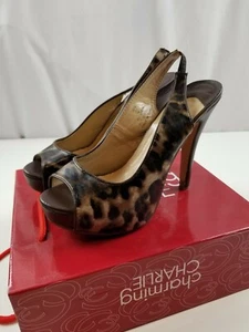 Charming Charlie Women's Leopard Open Toe High Heel Shoe Size 8.5 - Picture 1 of 6
