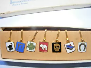 Vintage enamel drink labels macabre subjects hangman's noose Marque-Verres Paris - Picture 1 of 6