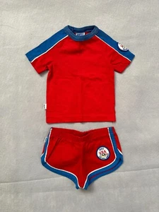Vintage Levis Kleinkind Outfit 2T rot Zweiteiler Olympische Spiele 1980 USA 80er - Bild 1 von 16
