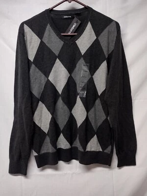 Suéter Claiborne Argyle Para Hombre Cuello en V CARBÓN 100% Algodón Ligero Talla L Nuevo con Etiquetas Foto 1 de 4
