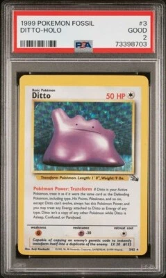 1/1 DITTO One-of-One SEVERELY OFF CENTER ERROR OC MC 1999 Pokemon Fossil PSA 2 - Image 1 of 2