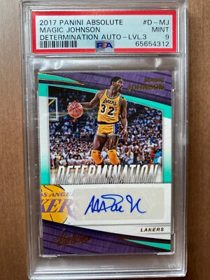 2017-18 Panini Absolute Magic Johnson Determination Auto Level 3 10/10 PSA 10 - Image 1 of 2