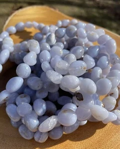 Beautiful Tumble Stone Blue Lace Agate Bracelet  *Chalcedony *Optimism *Joy - Picture 1 of 8