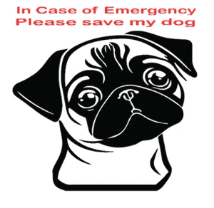 Emergency Pet Decal Pug In Case of Emergency Please Save My Pet Pug - Picture 1 of 2