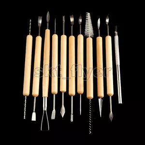 11pz Set Sculture Argilla Intaglio Cera Strumenti Ceramica Formaggi Modellazione Polimero - Foto 1 di 6