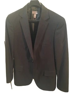 42R H&M Mens Black With White Stripes Sport Coat Blazer 795 - Picture 1 of 12