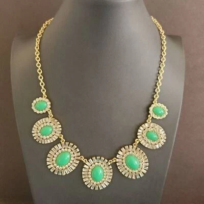 Kate Spade Capri Garden Statement Necklace Green Stones and Crystals Gold Plated - Image 1 of 4
