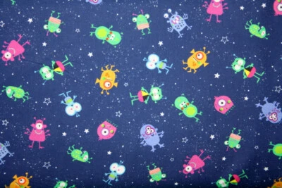 MONSTRUOS ESPACIALES EN AZUL MARINO DE MICHAEL MILLER - TELA 100% ALGODÓN Foto 1 de 4