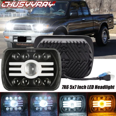 Par de Faróis de LED DRL 5x7" 7x6" para ajuste GMC C1500 C2500 C3500 K1500 Suburban - Imagem 1 de 4