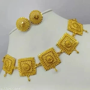 22K Vergoldete Jhumka Ohrringe Indisches Bollywood Choker Halskette Braut Schmuck - Bild 1 von 5