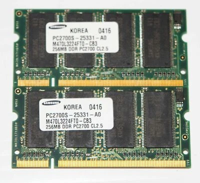 Genuine OEM 512mb (2 x 256mb) PC2700 DDR Memory - Emachines M6805 15.4" Laptop - Image 1 of 2