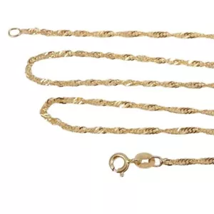 Collar de eslabones de cadena retorcidos cubanos bordillo oro amarillo sólido de 14K 18,5" 1,6 mm - Imagen 1 de 3
