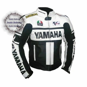 Yamaha Motorbike Leather Motorcycle Racing Jacket With Protections Bikers Jacket - Picture 1 of 3