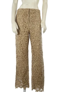 Valentino Hose Spitze beige Blumen Häkel gerades Bein Größe 6 - Bild 1 von 21