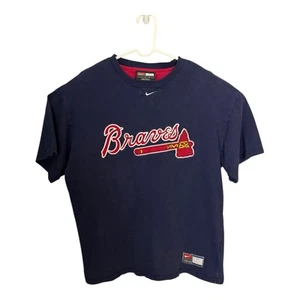 Nike Team Atlanta Braves T-Shirt Center Swoosh Embroidered Logo Men’s L Cotton - Picture 1 of 11