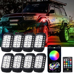 12/4Pc pods RGB LED Truck Rock Light Remote/APP Control Music Neon Car Underglow - Picture 1 of 22