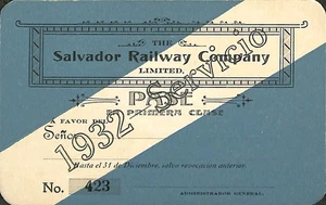 Salvador Railway Company - Railroad Annual Pass - 1932 - Picture 1 of 3