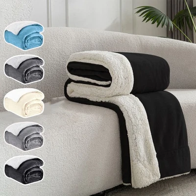 Wohndecke Sherpa Fleece Dicke Decke für alle Wärmebedürfnisse Dicke Decke 480GSM - Bild 1 von 4
