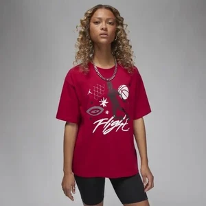 BNWT WOMEN'S NIKE JORDAN BOXY GRAPHIC RED SHORT SLEEVE TEE US SIZE LARGE (L) - Picture 1 of 16