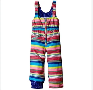 OBERMEYER SNOVERALL STRIPED PRINT PANTS LITTLE GIRLS SIZE 5 SNOWPANTS WINTER - Picture 1 of 10