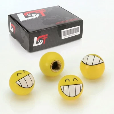 4x Valve Caps Tyre Valve Cover Ball Smiley Laugh Yellow for Honda — 第 1/3 张图片
