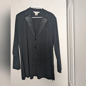 Misook Blazer Sparkle Studded Embellished Two Button Black Travel Top Sz Xl - Picture 1 of 8