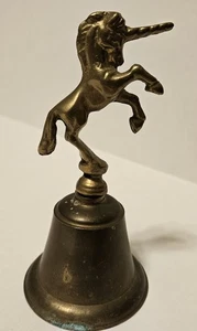 Vintage Bell Unicorn Brass 5.75" Tall, Paperweight, Gold - Picture 1 of 7