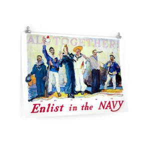 Antiguo póster de propaganda de reclutamiento de la Marina de los Estados Unidos de la Primera Guerra Mundial 24x36 pulgadas | Envío gratuito - Imagen 1 de 2