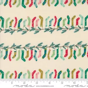 Moda Fabric - Cozy Wonderland Natural - Stripes Stockings - Sold by 1/2 Yard - Picture 1 of 1