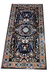 72" x 32" Marble Table Top Semi precious stones Inlay Art Work - Picture 1 of 5
