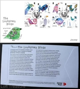 Jersey Stamps: "The Lockdown Birds" First Day Cover 8 Value Set 2021 - Picture 1 of 3