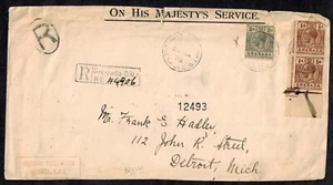 Grenada 1928 OHMS Registered Cover w/BOXED Colonial Postmaster Grenada BWI - Picture 1 of 5