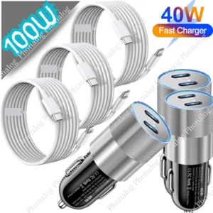 40W Fast Car Charger 100W Dual USB-C Type C Cable For iPhone 15 16 iPad Samsung - Picture 1 of 16