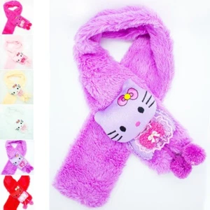 Kids Children Winter Cartoon Hello Kitty Scarf Soft Warm Faux Fur Christmas Gift - Picture 1 of 8