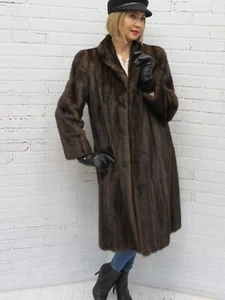 ladies RICH DARK real MAHOGANY BROWN female ranch MINK FUR COAT! pristine MD - Picture 1 of 7