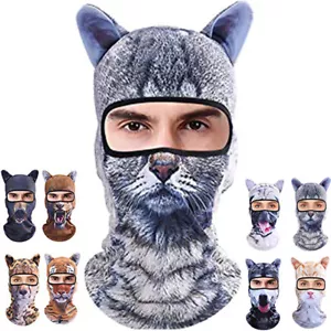 Balaclava Full Face Mask Animal Kitten Headscarf w/ Ears Breathable Dog Cat Mask - Picture 1 of 22