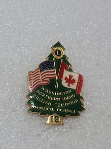 Lions Club District 19 Washington Northern Idaho BC Enamel Evergreen Lapel Pin - Picture 1 of 4