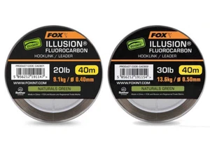 Fox Illusion 40m Naturals Green Fluorocarbon Hooklink Vorfach Karpfen Angelschnur - Bild 1 von 5