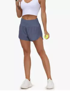NMT THE GYM PEOPLE Womens High Waisted Running Shorts - Ink Blue, Small - Picture 1 of 6