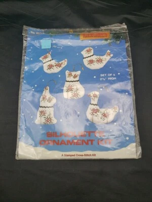 Vintage Christmas Siloutte Ornament Kit Titan Needlecraft Cross Stitch  - Image 1 of 4
