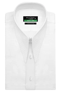Vestido de novia para hombre lanza afilada punta larga cuello daga punto blanco rayas camisa - Imagen 1 de 5